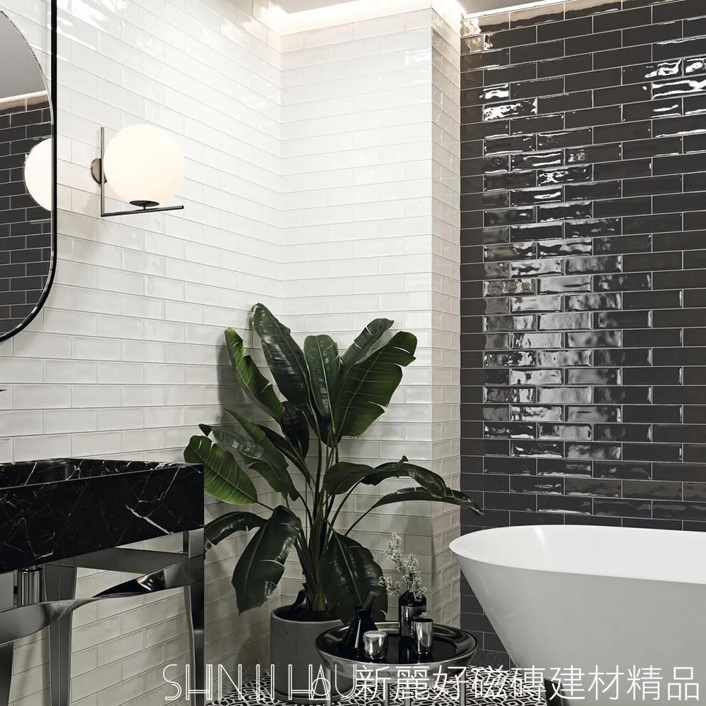 酒吧吧台主牆磚推薦-奧蘿拉地鐵磚-黑詳樣式圖