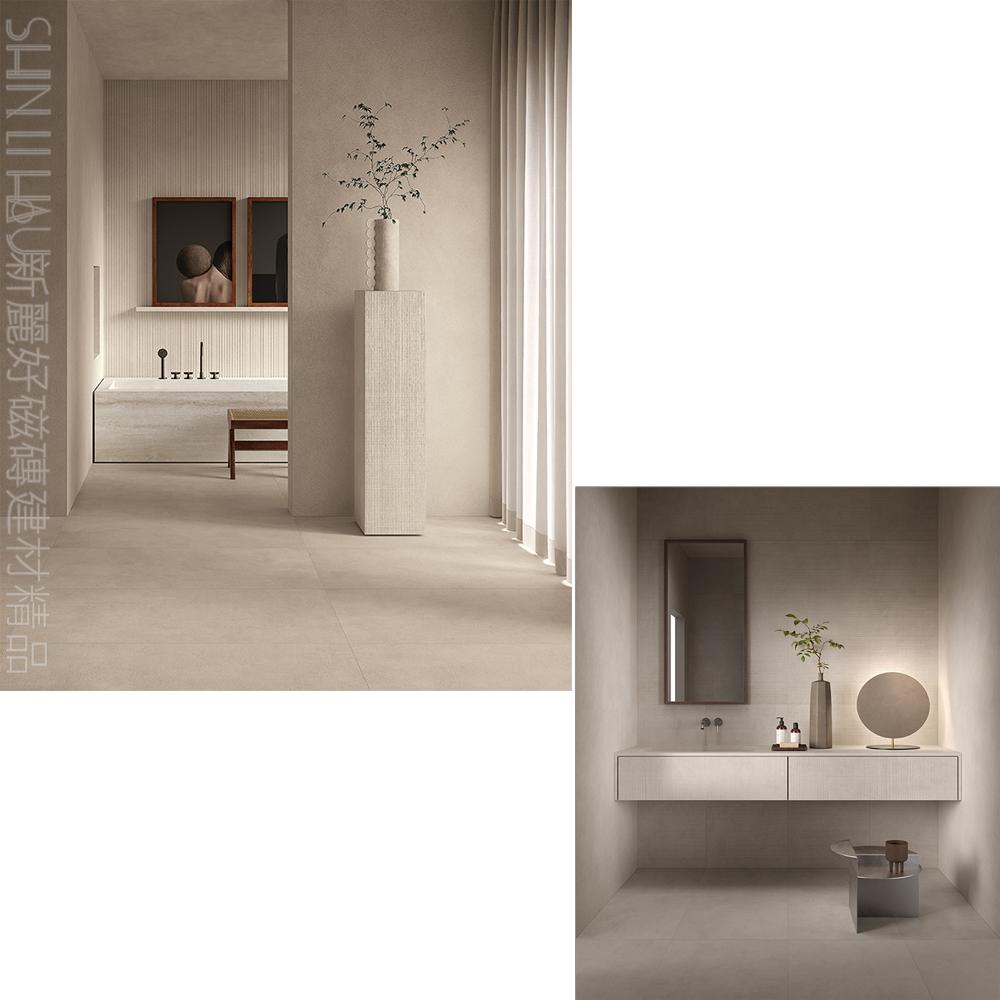 本質水泥 霧石白｜60x120 義式水泥紋｜霧面質感｜大器灰階｜客廳/大廳/電視牆詳樣式圖